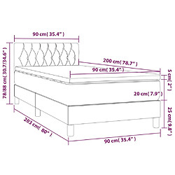 Acheter vidaXL Sommier à lattes de lit avec matelas Bleu 90x200 cm Tissu