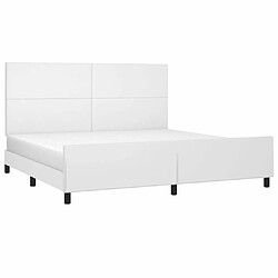 Avis Maison Chic Lit adulte - Cadre Structure de lit avec tête de lit Contemporain Blanc 200x200 cm Similicuir -MN56266