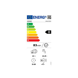 Lave-vaisselle 60cm 14 couverts 46db inox - HS642D90X - HISENSE