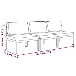 vidaXL Canapé de jardin 3 places avec coussins Aluminium Anthracite pas cher