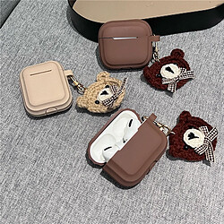 GUPBOO Airpods Coque Housse Étui Protecteur Compatible pour AirPods Pro-Style coréen ins silicone ours tricoté simple