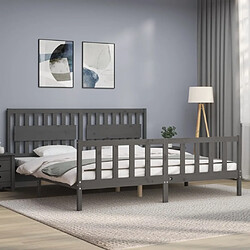 Avis Maison Chic Lit adulte - Cadre Structure de lit avec tête de lit Contemporain gris 200x200 cm bois massif -MN86087