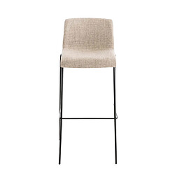 Decoshop26 Tabouret de bar x1 design moderne empilable assise en tissu crème et 4 pieds métal noir 10_0004954