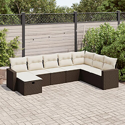 vidaXL Salon de jardin 8 pcs avec coussins marron résine tressée