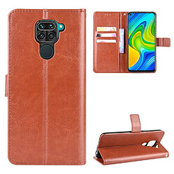 Etui en PU Cheval fou avec support marron pour Xiaomi Redmi Note 9/Redmi 10X 4G