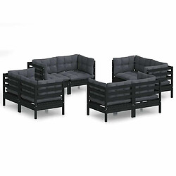 Maison Chic Salon de jardin 8 pcs + coussins - Mobilier/Meubles de jardin - Table et chaises d'extérieur anthracite Bois de pin -MN62312