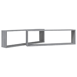 Acheter Maison Chic Lot de 2 Étagères murales,Étagère Rangement flottate cube Sonoma gris 100x15x30 cm Bois -MN88381