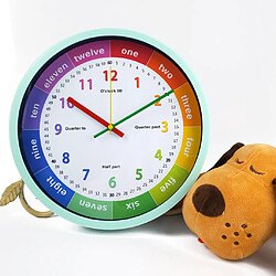 12 '' Horloge Murale Colorée Enfants école Classe Indiquant L'heure Cadre Vert D pas cher