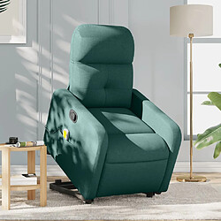 vidaXL Fauteuil inclinable de massage Vert foncé Tissu