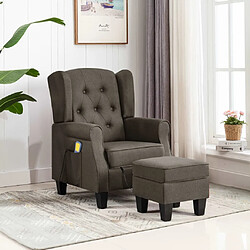 vidaXL Fauteuil de massage avec repose-pied Taupe Tissu