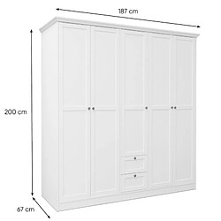 Acheter Homestyle4U Armoire blanche avec tiroirs 5 portes