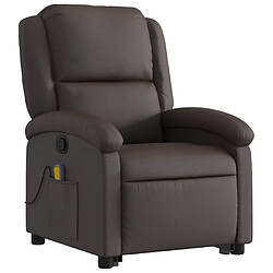 Avis vidaXL Fauteuil inclinable de massage marron foncé cuir véritable