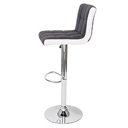 Mendler 2x Tabouret de bar HWC-G87, chaise bar, réglable en hauteur ~ tissu gris foncé et similicuir blanc,pied chromé