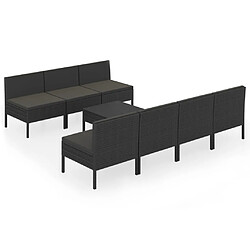 vidaXL Salon de jardin 8 pcs avec coussins résine tressée noir