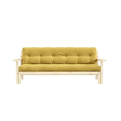 Inside 75 Canapé convertible futon UNWIND pin naturel coloris miel 130 x 190 cm.