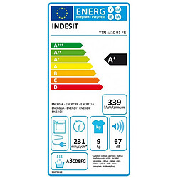 Sèche-linge pompe à chaleur avec condenseur 60cm 9kg blanc - YTNM1091FR - INDESIT