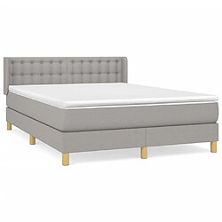 Maison Chic Lit Adulte - Lit simple Lit à sommier tapissier avec matelas moelleux - Meuble de Chambre - Gris clair 140x200cm Tissu -MN20389