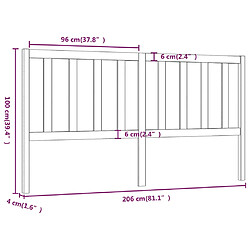 vidaXL Tête de lit Marron miel 206x4x100 cm Bois massif de pin pas cher