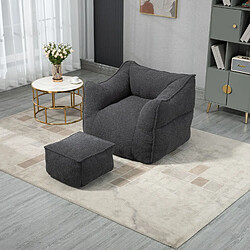 KOMHTOM Fauteuil à double sac de haricots confortable, Lazy Susans d'intérieur super doux, sac de haricots spécial moderne avec accoudoirs, noir