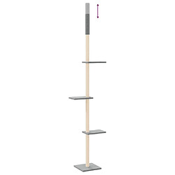 Helloshop26 Arbre à chat meuble tour grimper jouet grattage grattoir escalade plateforme du sol au plafond clair 267,5-297,5 cm gris 02_0022757 pas cher