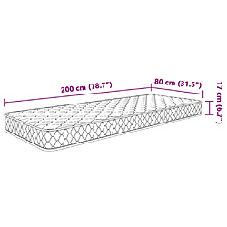 vidaXL Matelas en mousse à mémoire de forme blanc 80x200x17 cm pas cher