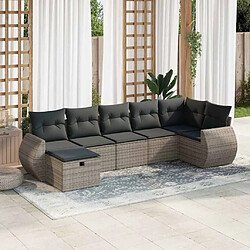 vidaXL Salon de jardin avec coussins 7 pcs gris résine tressée