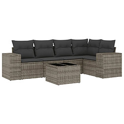 Maison Chic Salon de jardin 6 pcs avec coussins | Ensemble de Table et chaises | Mobilier d'Extérieur gris résine tressée -GKD44017