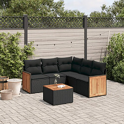 Maison Chic Ensemble Tables et chaises d'extérieur 6pcs avec coussins,Salon de jardin noir résine tressée -GKD715970