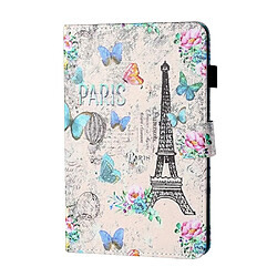 Etui en PU fonction avec porte-cartes et support tour papillons et fleurs pour votre Apple iPad mini (2021)