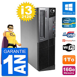 PC Lenovo M92p SFF Intel i3-2120 RAM 16Go Disque Dur 1To Windows 10 Wifi - Occasion