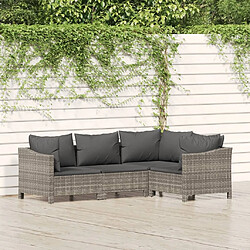 Maison Chic Salon de jardin 4 pcs + coussins - Mobilier/Meubles de jardin - Table et chaises d'extérieur Gris Résine tressée -MN63933