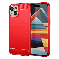 Htdmobiles Coque pour Apple iPhone 15 - housse etui silicone gel carbone + verre trempe - ROUGE