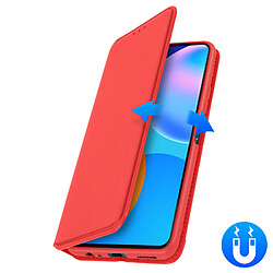 Avizar Housse Huawei P smart 2021 Étui Folio Portefeuille Fonction Support Rouge pas cher