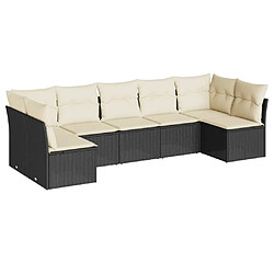 Maison Chic Salon de jardin 7 pcs avec coussins | Ensemble de Table et chaises | Mobilier d'Extérieur noir résine tressée -GKD68217