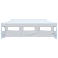 vidaXL Tente de réception escamotable pliable avec 5 parois 3x9m Blanc