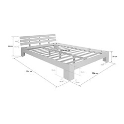 Homestyle4U Lit double en bois 120 x 200 cm blanc