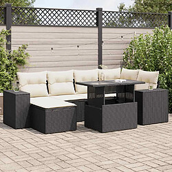 vidaXL Salon de jardin 7 pcs avec coussins noir résine tressée