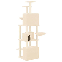 Avis Helloshop26 Arbre à chat meuble tour grimper jouet grattage grattoir escalade plateforme avec griffoirs en sisal 180 cm crème 02_0022503