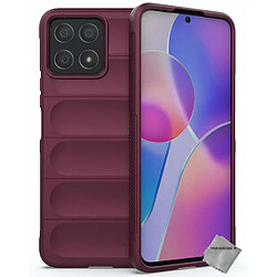 Htdmobiles Coque pour Huawei Honor X8 - housse etui silicone gel fine + verre trempe - ROUGE BORDEAUX