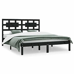 Maison Chic Lit adulte - Lit simple Cadre de lit,Structure du lit Contemporain Noir Bois de pin massif 200x200 cm -MN62219