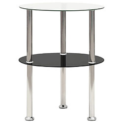 Maison Chic Table d'appoint | Table Basse 2 niveaux Transparent et noir 38cm Verre trempé -GKD59972