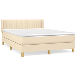 vidaXL Sommier à lattes de lit avec matelas Crème 140x190 cm Tissu