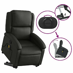 Maison Chic Fauteuil Relax pour salon, Fauteuil inclinable de massage noir cuir véritable -GKD12103 pas cher