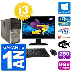 PC Tour Dell 790 MT Ecran 19" Intel i3-2120 RAM 8Go Disque 250Go Windows 10 Wifi - Occasion