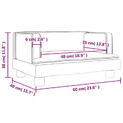 vidaXL Canapé pour enfants gris 60x40x30 cm similicuir pas cher