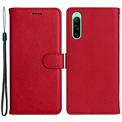 Htdmobiles Housse pour Sony Xperia 10 IV 5G - etui coque pochette portefeuille + verre trempe - ROUGE