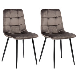 Decoshop26 Lot de 2 chaises de salle à manger en velours gris pieds métal noir mat style moderne CDS101102