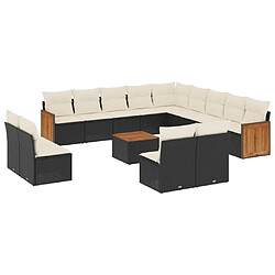 Maison Chic Salon de jardin avec coussins 14 pcs, Ensemble Tables et chaises de jardin, noir résine tressée -GKD122028