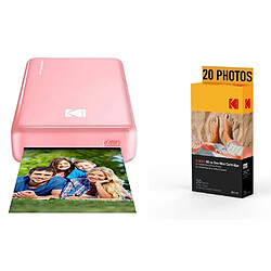 KODAK Pack Imprimante Photo Printer PM220 et cartouche MSC20 - Photos 5.4 * 8.6 cm, WIFI, Compatible avec iOS et Android - Rose - ROSE