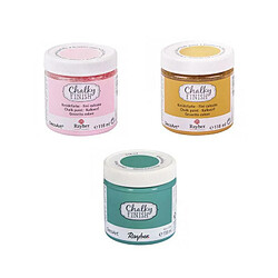 Rayher Peinture craie Chalky Finish 118 ml x 3 - mirabelle-vert d'eau-rose